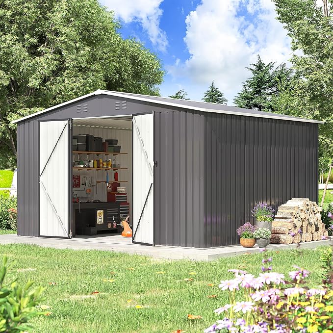 Polar Aurora Outdoor Storage Shed, Metal Garden Shed - Image 7
