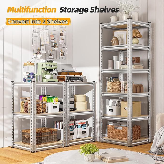 REIBII Storage Shelves 6 Tier Garage Shelving Heavy Duty Metal Shelving Loads - Image 4