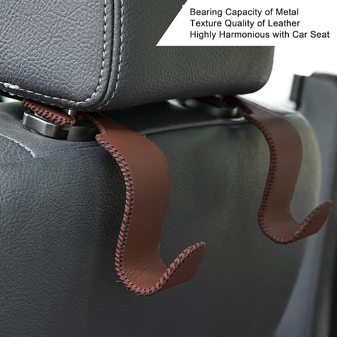 Amooca Car Seat Headrest Hook 4 Pack Metal Core Hanger Universal Car Storage - Image 4