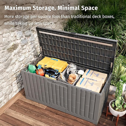 EAST OAK 120 Gallon Outdoor Storage Box | Large Resin Deck Box - Image 2