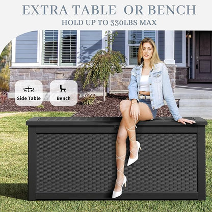 NUNU LAB 300 Gallon Outdoor Storage Box, Resin Large Sturdy Deck Box, Backyard - Image 2