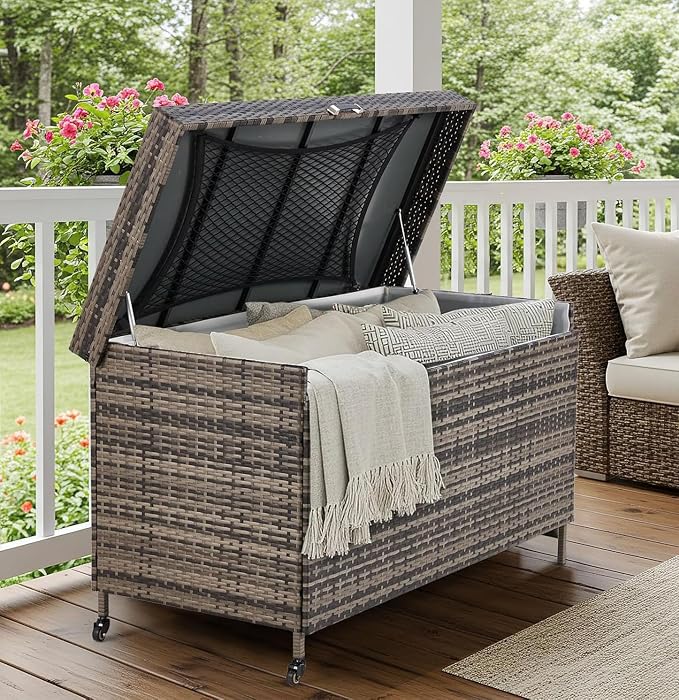 AVAWING 240 Gallon Wicker Deck Box - Image 2