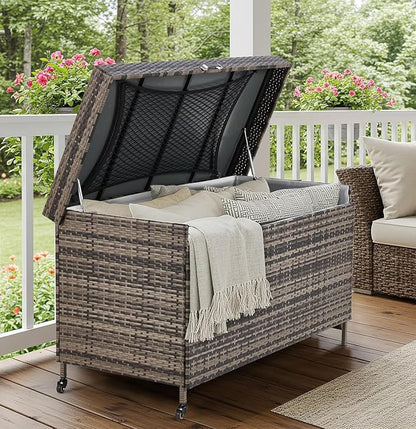 AVAWING 240 Gallon Wicker Deck Box - Image 2