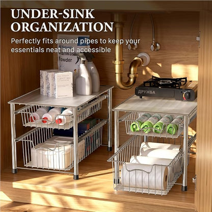 Simple Houseware Stackable 2 Tier Sliding Basket Organizer Drawer - Image 6