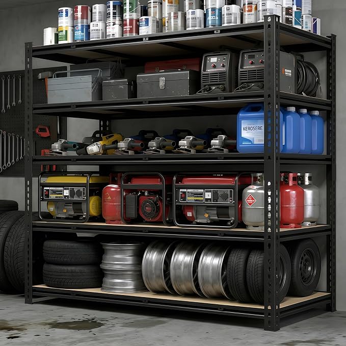55" W Storage Shelves, 3500LBS Garage Shelving, 5-Tier Metal Shelving Unit - Image 2