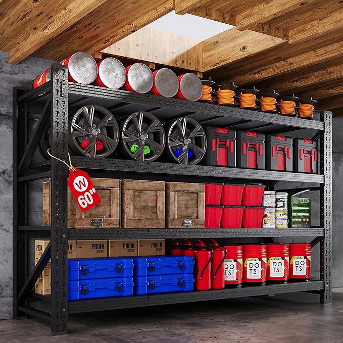 60"W Metal Shelving Units, 5000LBS Garage Shelving Heavy Duty, 4 Tier Tall by AFAIF