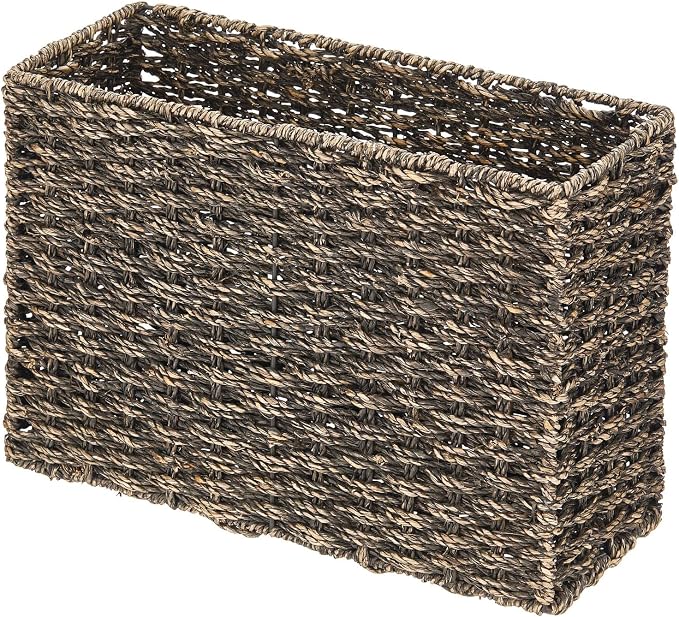 mDesign Rustic Farmhouse Woven Seagrass Toilet Paper Holder Basket - Image 6
