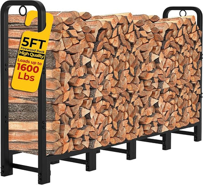 Amagabeli 5ft Firewood Log Rack Outdoor Heavy Duty Logs Holder by AMAGABELI+GARDEN+%26+HOME