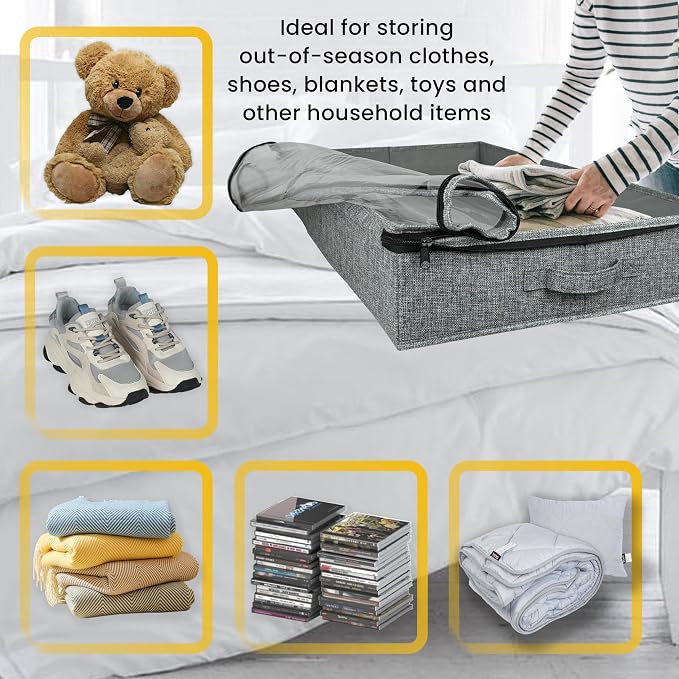 Gray Low Profile Under Bed Storage Containers 5 inches high, 33.8"x 17.7"x 5.1" - Image 2