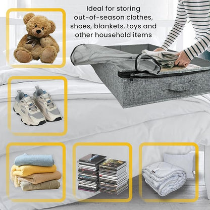 Gray Low Profile Under Bed Storage Containers 5 inches high, 33.8"x 17.7"x 5.1" - Image 2