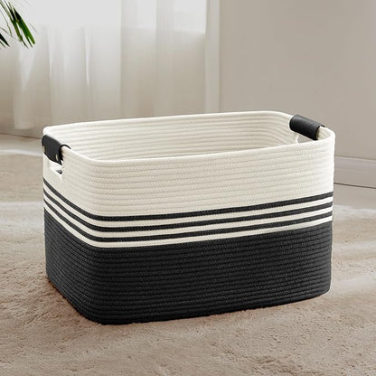 72L Large Laundry Basket with Leather Handles by SunNewt
