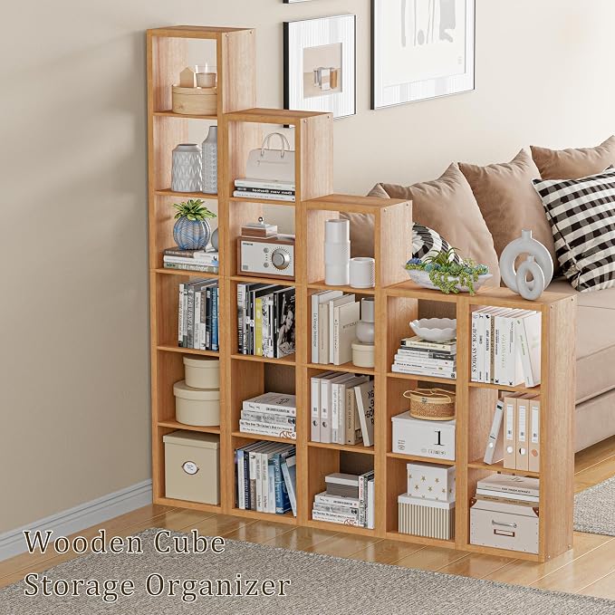 Tall Cube Storage Organizer Bookcase, 5 Tier 11 inch Open Back Cubical Shelf - Image 5