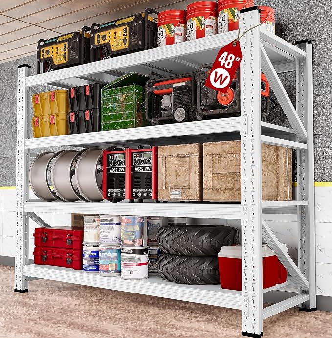 48" Wide Heavy Duty Garage Shelving Units, 3000LBS 24 Deep Storage Shelves by SISESOL