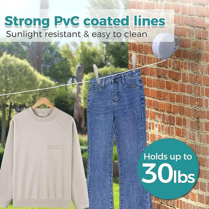 JS HANGER Retractable Clothesline Outdoor Indoor Laundry Line - 49 FT / 15M - Image 5