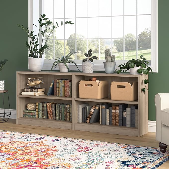 Bush Furniture Universal Small 2 Shelf Bookcase in Ash Gray, Low Storage and - Image 4