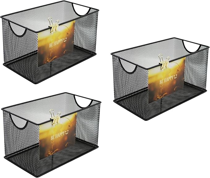 3 Pack Mesh Metal Storage Basket Organizer CD Storage Boxes | 3 Pack Mesh Metal - Image 5