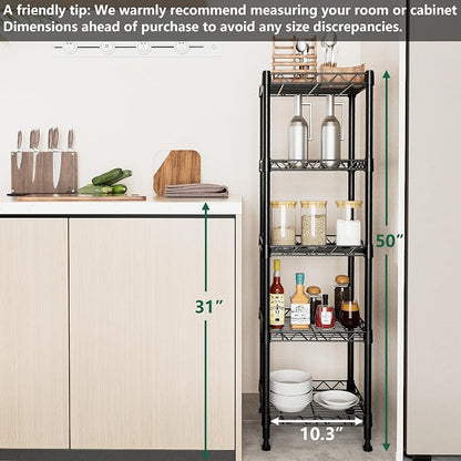 GIOTORENT 5 Tier Standing Shelving Metal Units, Adjustable Height Wire Shelf - Image 7