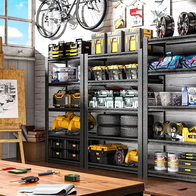 78" H Garage Shelves, Garage Shelving Heavy Duty, 3000Lbs 5 Tier Adjustable - Image 2