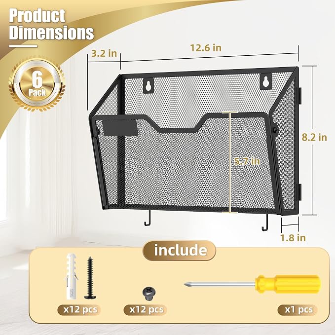 Docnest 6 Pack Mesh Wall File Holders - Image 2