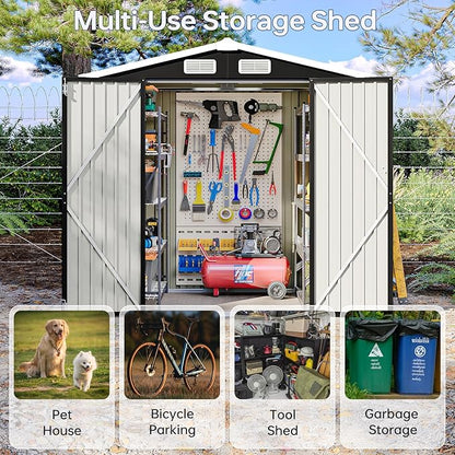 6x4FT Outdoor Storage Shed, Metal Garden Tool Shed - Image 4