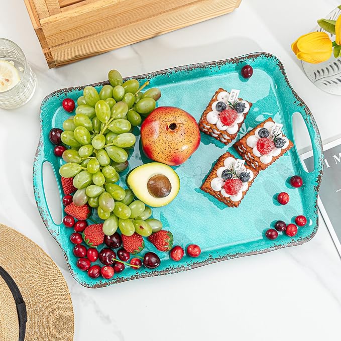 LEHAHA Large Farmhouse Melamine Serving Platters, Serving Tray - Image 4