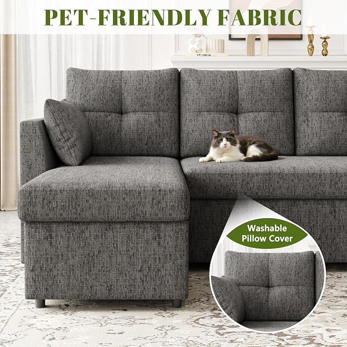 Huatean Home Oversized Sleeper Couch Sofa, 110 inch 2 in 1 Pull Out Couch - Image 8
