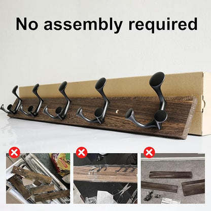 SKOLOO 30-Inch Wood Burnt Coat Rack Wall Mount - Image 4