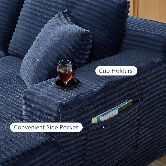 GNIXUU 133.5" Blue U Shaped Boneless Sectional Couch - Image 5