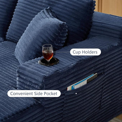 GNIXUU 133.5" Blue U Shaped Boneless Sectional Couch - Image 5