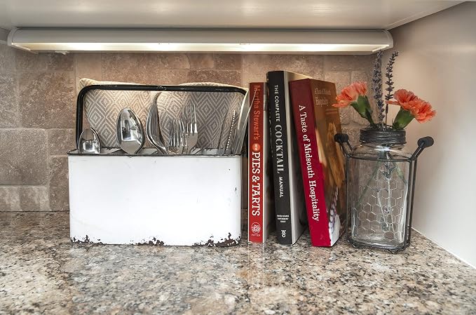Creative Co-Op Distressed White Metal Caddy - Image 3