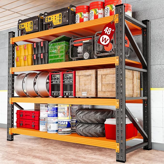 48" Wide Heavy Duty Garage Shelving Units, 3000LBS Deep Storage Shelves by SISESOL