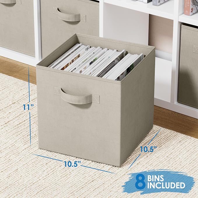 Set of 8 Foldable Fabric Storage Cube Bins | Collapsible Cloth Organizer - Image 2