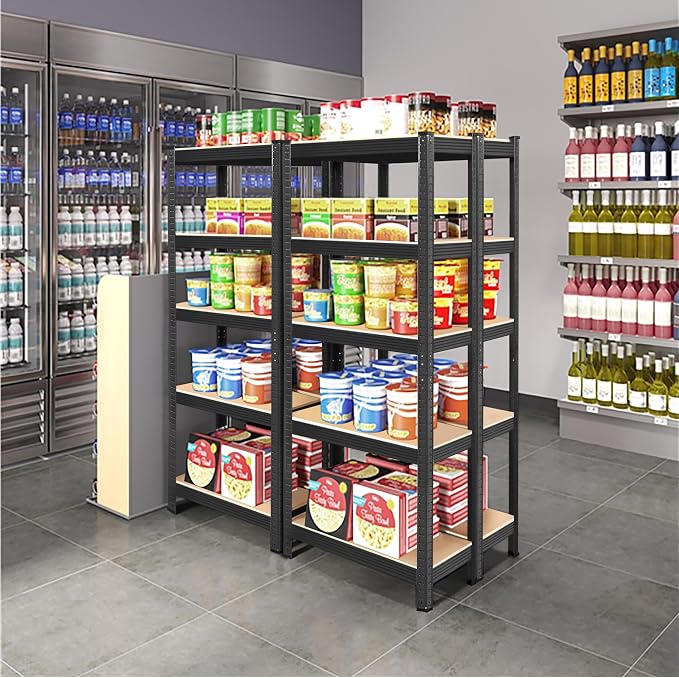 Topeakmart 5 Tier Metal Storage Shelving Unit, 35.5x12x71 Inch Black | - Image 5