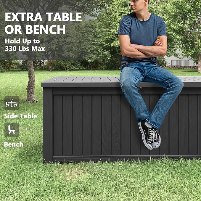 Outdoor Storage Box, 180 Gallon Deck Box, Waterproof and UV Resistant Large - Image 3