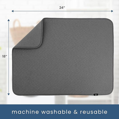 S&T INC. Dish Drying Mat XL 2 Pack, 18” x 24”, Absorbent Microfiber Kitchen - Image 6