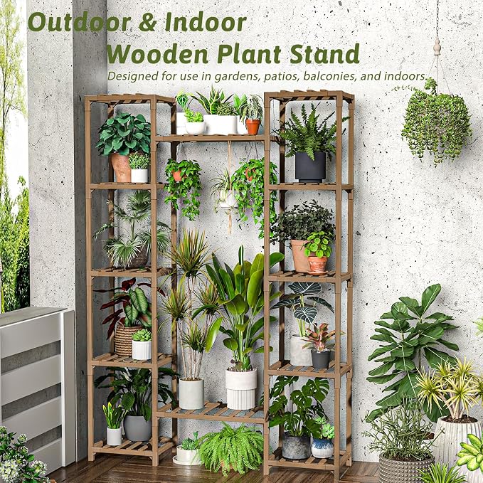 GENTINGBRO Plant Stand Indoor Outdoor 62.2“ Tall Plant Shelf Large Tiered - Image 3