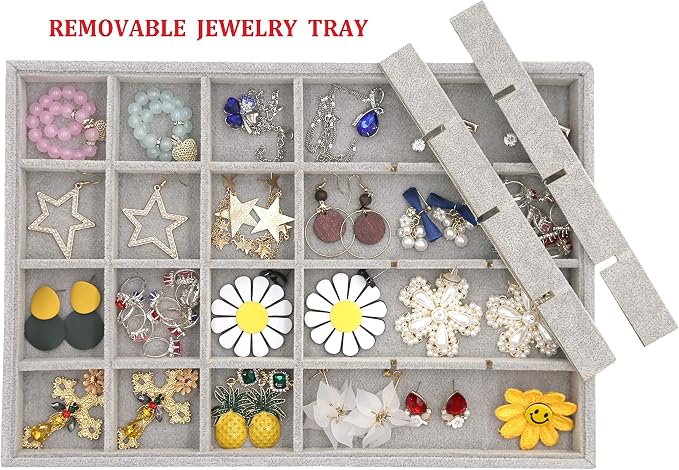 Stratalife 24 Grid Jewelry Organizer Tray, Stackable Drawer Earring Organizer - Image 2