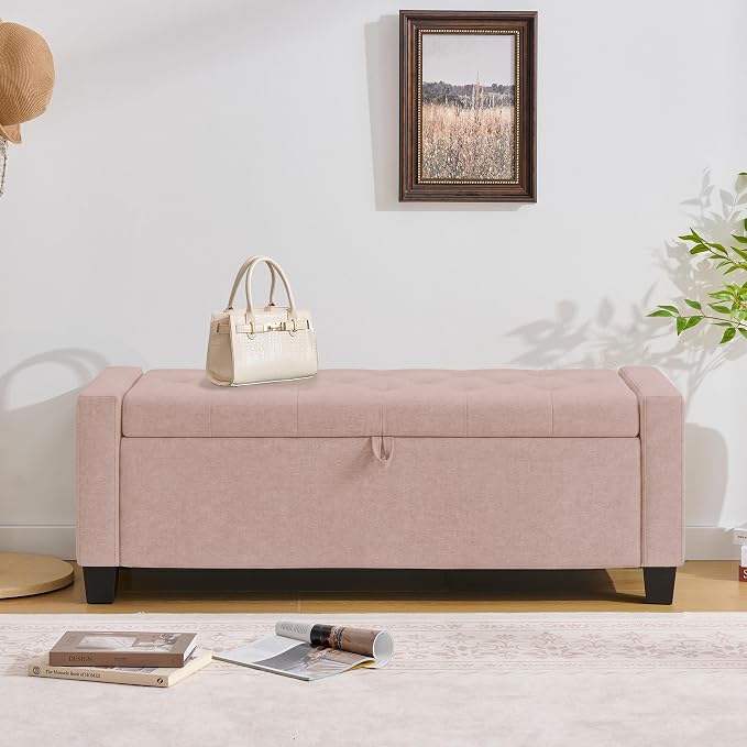 Huatean Home 43" Ottoman with Storage, Upholstered Entryway Bench with Seating - Image 7