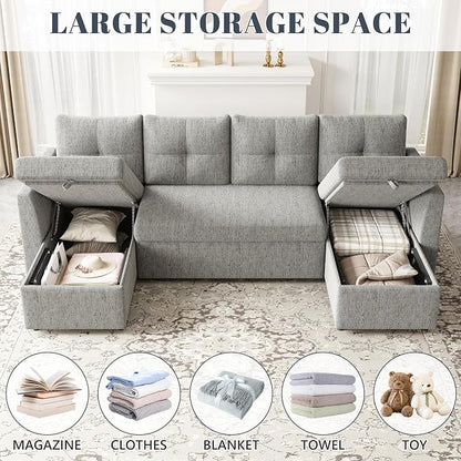 Huatean Home Oversized Pullout Couch Bed, 110 inch 2 in 1 Sleeper Sofa Couch - Image 4