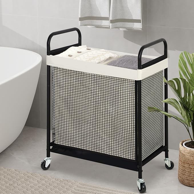 STO STO Laundry Hamper 2 Section, 100L Rolling Laundry Sorter Cart - Image 3