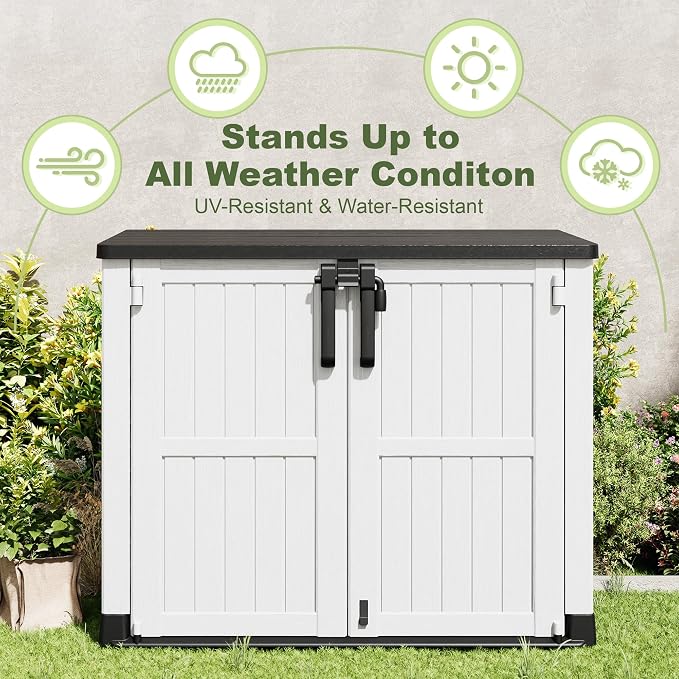 Plastic Outdoor Storage Shed, 36 Cu Ft Waterproof Outdoor Storage Cabinet - Image 4