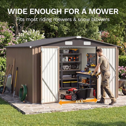 JUMMICO 10x12 FT Outdoor Storage Shed, Heavy Duty Metal Shed - Image 4