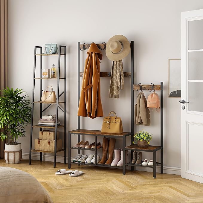 Hoctieon Industrial Ladder Bookshelf, 5-Tier Tall Bookshelf, Open Ladder Shelf - Image 10