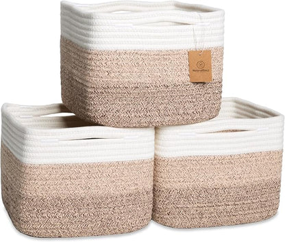 NaturalCozy Storage Cubes 9”x9”x7”Cotton Rope Woven Baskets by NaturalCozy