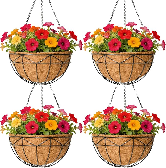 Unique Metal Iron Geometric Hanging Planter Set of 4 Stylish 14 Inch Extra Deep by GYATSOCYGwomenswardrobe