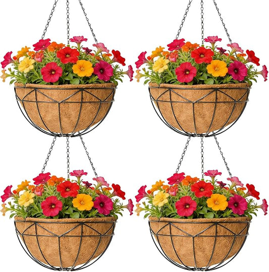 Unique Metal Iron Geometric Hanging Planter Set of 4 Stylish 14 Inch Extra Deep by GYATSOCYGwomenswardrobe