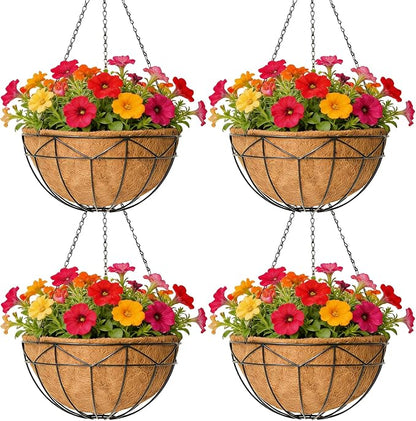 Unique Metal Iron Geometric Hanging Planter Set of 4 Stylish 12 Inch Extra Deep by GYATSOCYGwomenswardrobe