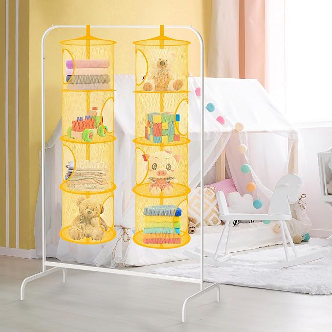 2Pcs Hanging Stuffed Animal Storage Hammock 4 Tiers, Holds Plushies, Foldable - Image 5