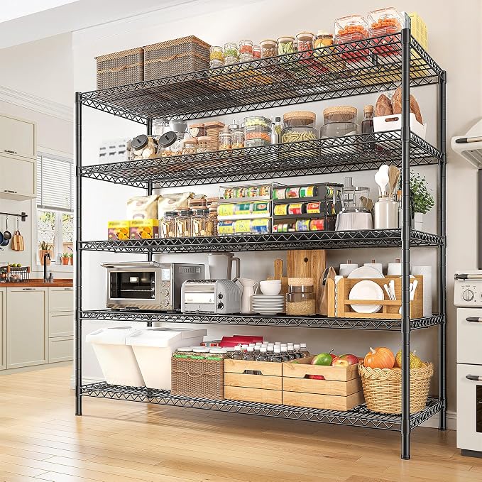 REIBII 55.5" W Storage Shelves 3200LBS Wire Shelving Unit 5 Tier Metal Shelving - Image 7