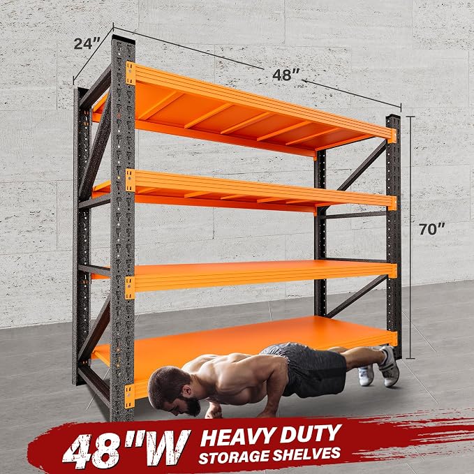 48" Wide Heavy Duty Garage Shelving Units, 3000LBS Deep Storage Shelves - Image 2